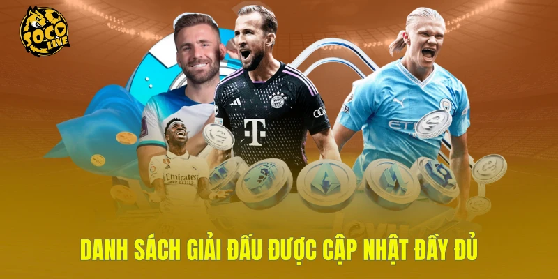 Danh sách giải đấu được cập nhật đầy đủ